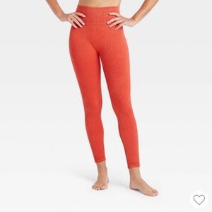 Joy Lab Orange Ribbed High-Waisted Leggings